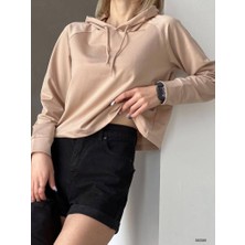 Merlavin Kadın Kapüşonlu Iki Iplik Kumaş Sweatshirt (Renkli)