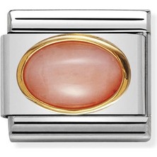 Nomination Composable Classic Dekoratif Link - Taşlar Oval - Pembe Mercan -  18K Altın