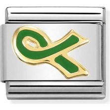 Nomination Composable Classic Dekoratif Link - Günlük Hayat - Yeşil Kurdele -  18K Altın