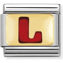 Nomination Composable Classic Dekoratif Link - Harfler Kırmızı - L - (12 L) 18K Altın