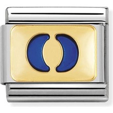 Nomination Composable Classic Dekoratif Link - Harfler Mavi - O - (15 O) 18K Altın