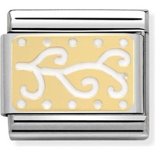 Nomination Composable Classic Dekoratif Link - Dantel ve Kaşmir - Beyaz Kabile -  18K Altın