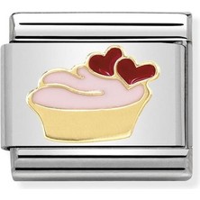 Nomination Composable Classic Dekoratif Link - Semboller - Kalpli Muffin -  18K Altın