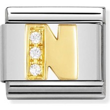 Nomination Composable Classic Dekoratif Link - Harfler Cz - N - (14 N) 18K Altın Zirkon