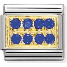 Nomination Composable Classic Dekoratif Link - Taş Kaplama - Taşlı Plaka - (04 Blue) 18K Altın Zirkon