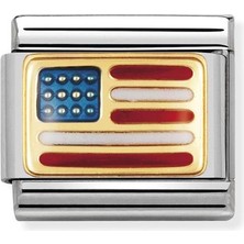 Nomination Composable Classic Dekoratif Link - Bayraklar Amerika - Amerika Birleşik Devletleri -  18K Altın