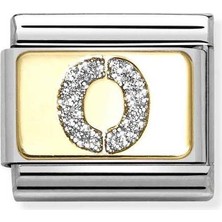 Nomination Composable Classic Dekoratif Link - Harfler Pırıltılı - O - (15 O) 18K Altın