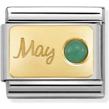 Nomination Composable Classic Dekoratif Link - Ay Taşları - Mayıs Zümrüt -  18K Altın