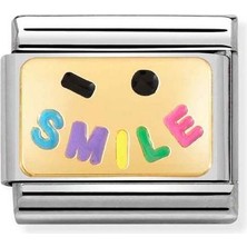 Nomination Composable Classic Dekoratif Link - Plakalar - Gülümsemek - (56 Smile) 18K Altın