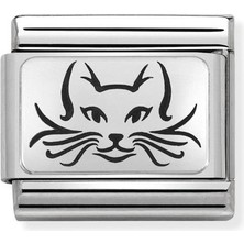 Nomination Composable Classic Dekoratif Link - Plakalar Oksitlenmiş - Kedi - (05 Cat) 925 Gümüş