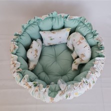 BabyNest 140 cm Büyük Boy Yuvarlak Uyku ve Oyun Minderi Ceylan Yesil