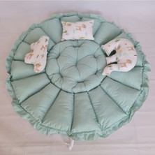 BabyNest 140 cm Büyük Boy Yuvarlak Uyku ve Oyun Minderi Ceylan Yesil