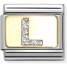 Nomination Composable Classic Dekoratif Link - Harfler Pırıltılı - L - (12 L) 18K Altın