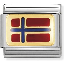 Nomination Composable Classic Dekoratif Link - Bayraklar Avrupa - Norveç - (03 Norway) 18K Altın