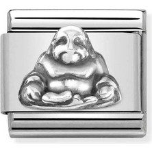 Nomination Composable Classic Dekoratif Link - Oksitlenmiş Semboller - Buda - (52 Buddha) 925 Gümüş