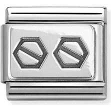 Nomination Composable Classic Dekoratif Link - Plakalar Oksitlenmiş - 2 Altıgen Vidalar -  925 Gümüş