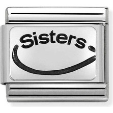 Nomination Composable Classic Dekoratif Link - Plakalar Oksitlenmiş - Kızkardeşler Sonsuzluk -  925 Gümüş