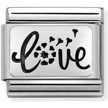 Nomination Composable Classic Dekoratif Link - Plakalar Oksitlenmiş - Aşk -  925 Gümüş