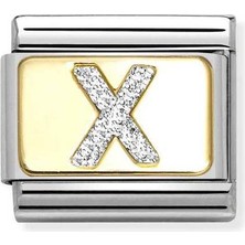 Nomination Composable Classic Dekoratif Link - Harfler Pırıltılı - x - (24 X) 18K Altın