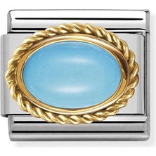 Nomination Composable Classic Dekoratif Link - Taşlar Oval - Turkuaz - (06 Turquoise) 18K Altın