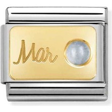Nomination Composable Classic Dekoratif Link - Ay Taşları - Mart Aquamarine -  18K Altın