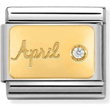 Nomination Composable Classic Dekoratif Link - Ay Taşları - Nisan Diamond -  18K Altın