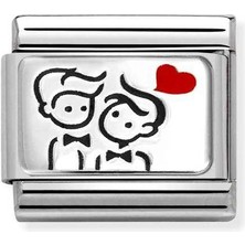 Nomination Composable Classic Dekoratif Link - Plakalar Oksitlenmiş - 2 Erkek - (57 2 Men) 925 Gümüş