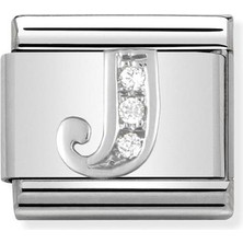 Nomination Composable Classic Dekoratif Link - Harfler Cz - J - (10 J) 925 Gümüş Zirkon