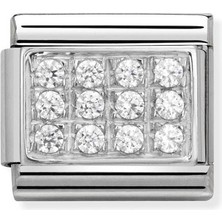 Nomination Composable Classic Dekoratif Link - Taş Kaplama - Beyaz - (01 White Cz) 925 Gümüş Zirkon