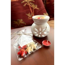 Metanoya Co. Metanoyaco Vanilya Kokulu Yıldız Koku Tabletleri (6 Adet) & Buhurdanlık & 1 Adet Tealight  Soya Wax