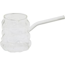 TAYVİN 340 ml Üzüm Tanesi Cam Cezve Isıya Dayanıklı Borosilikat Boncuk Still Kulplu Cam Cezve