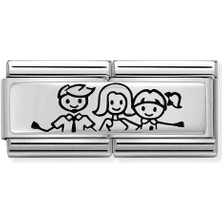 Nomination Composable Classic Dekoratif Link - Ikili Gravür - Kız Çocuk ile Aile -  925 Gümüş