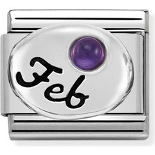 Nomination Composable Classic Dekoratif Link - Ay Taşları - Şubat Ametist -  925 Gümüş