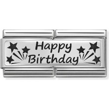 Nomination Composable Classic Dekoratif Link - Ikili Gravür - Doğum Günün Kutlu Olsun -  925 Gümüş