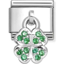 Nomination Composable Classic Dekoratif Charm - Charm Semboller - Yeşil Dört Yaprak Yonca -  925 Gümüş