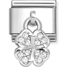 Nomination Composable Classic Dekoratif Charm - Charm Semboller - Beyaz Dört Yaprak Yonca -  925 Gümüş