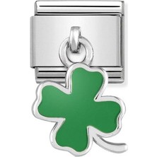 Nomination Composable Classic Dekoratif Charm - Charm Semboller - Yeşil Dört Yaprak Yonca -  925 Gümüş