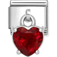 Nomination Composable Classic Dekoratif Charm - Charm Kübik Zirkon - Kırmızı Kalp -  925 Gümüş