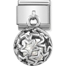 Nomination Composable Classic Dekoratif Charm - Charm Yuvarlak Kafes - Geometrik Taşlı -  925 Gümüş