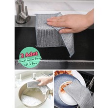 2 Adet Çok Fonksiyonlu Çizilmez Tel Bulaşık Bezi Çelik Tel Bulaşık Havlusu Tel Bulaşık Bezi