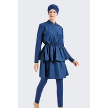 C&city Tam Kapalı 4 lü Pileli Tesettür Mayo C14122 Lacivert