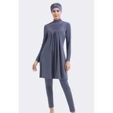 C&city Tam Kapalı 3'lü Tesettür Mayo C12050 Füme