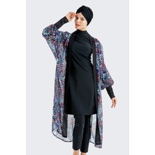 C&city Şifon Manşet Kol Pareo Plaj Elbisesi C14304 Çok Renkli