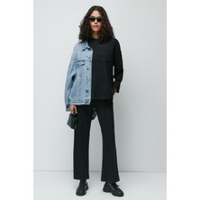 C&city Fitilli Cepli T-Shirt İspanyol Paça Pantolon Takım 9132 Siyah