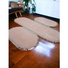 Altun Carpet 3lüx Pudra Pembe Post Pelüş Yatak Odası Takımı Kaymaz Taban 80*150 80*150 80*300