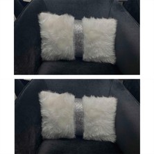 Yılmaz Home 2’li Peluş Şeritli Dikdörtgen Dekoratif Kırlent Kılıfı