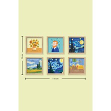 Decorose Doğal Ahşap Çerçeveli Dekoratif 6’lı Tablo Seti Van Gogh TRN028