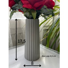 Love Candle Dekor Gri Vazo, Bohem Uzun Çizgili Konik Gri Vazo