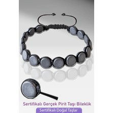 Tesbih Atölyesi Sertifikalı Makrome Ham Gerçek Pirit Taşı Bileklik - Ayarlamalı