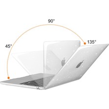 Five-E Apple Macbook Air 13.6 M3 2024 Simli Shiny Parlak Ön Arka Kapak Kılıf ve Koruyucu Set A3113